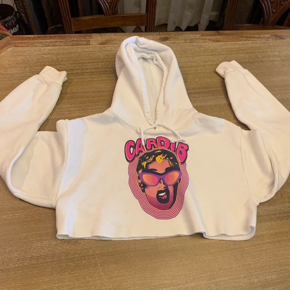 Trendy White Graphic Hoodie by Cardi B
